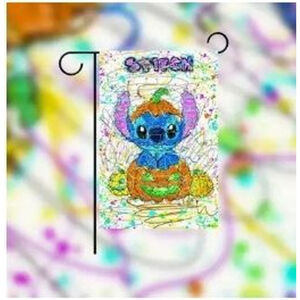 Stitch Halloween Garden Flag Blue Orange